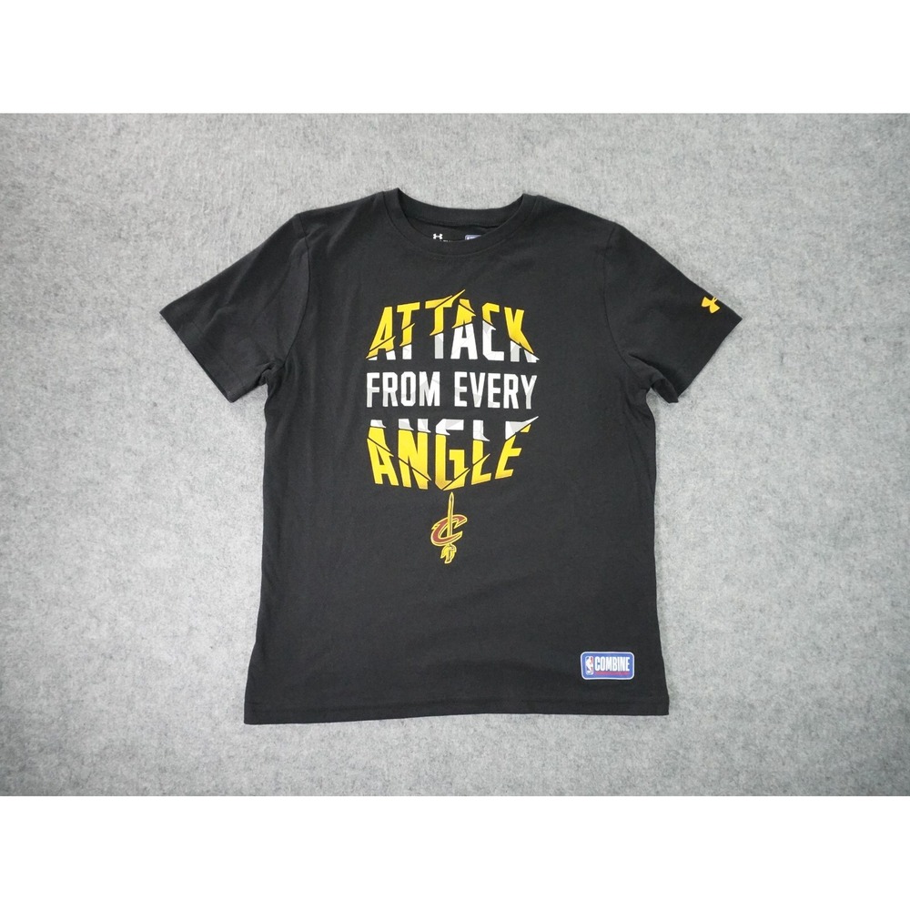 Under Armour Shirt Youth Medium Black Crew  Neck NBA Combine Cleveland Cavaliers